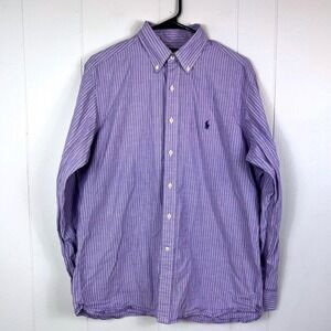 Ralph Lauren Mens 16 34-35 Classic Fit Purple White Striped Button Down Shirt